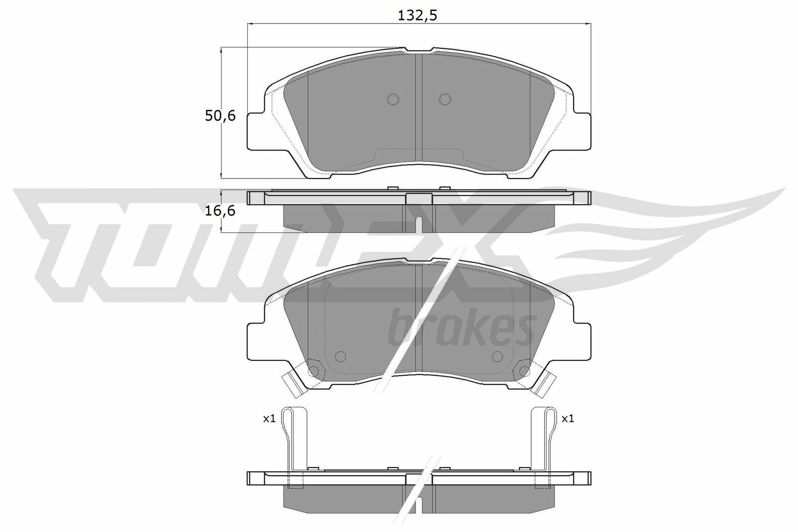 Sada brzdových destiček, kotoučová brzda TOMEX Brakes